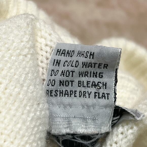 F.L. Limited Vintage Sweater Vest Sleeveless Cable Knit White V Neck Women's L - Picture 7 of 9